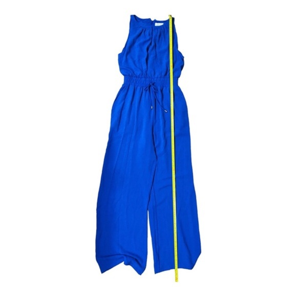 TAHARI blue smocked waist sleeveless  keyhole neck belted‎ jumpsuit size 6 new - Picture 16 of 16